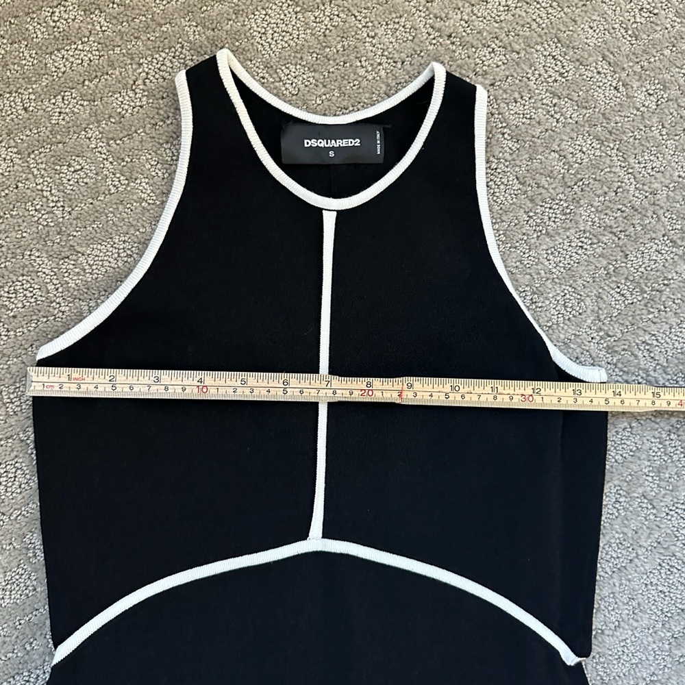 Dsquared2 Black White Piped Fit & Flare Dress Sz S Made in Italy - Picture 11 of 15